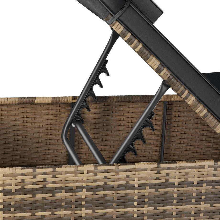 Tectake Lettino doppio in rattan Carbonera Lettino prendisole resistente alle intemperie e ai raggi UV  