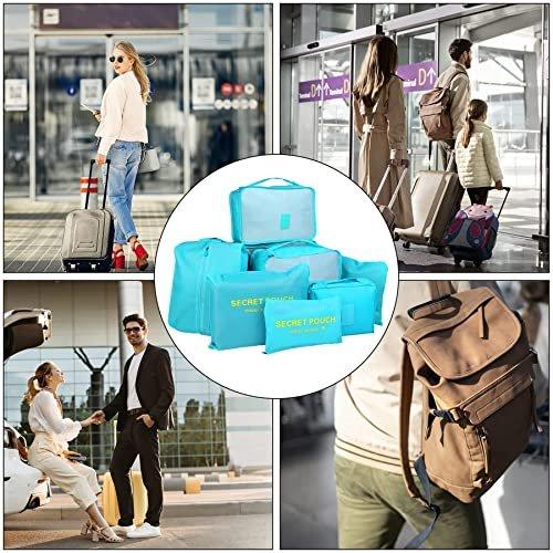 Only-bags.store  Packung mit 8 Packwürfeln, Koffer-Organisationswürfel, mit Schuhbeutel, Wäschesack, Reiseorganisator, Kleidersack, für Rucksack, himmelblau 