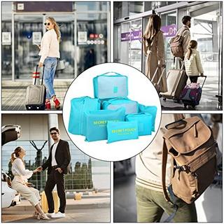 Only-bags.store  Packung mit 8 Packwürfeln, Koffer-Organisationswürfel, mit Schuhbeutel, Wäschesack, Reiseorganisator, Kleidersack, für Rucksack, himmelblau 