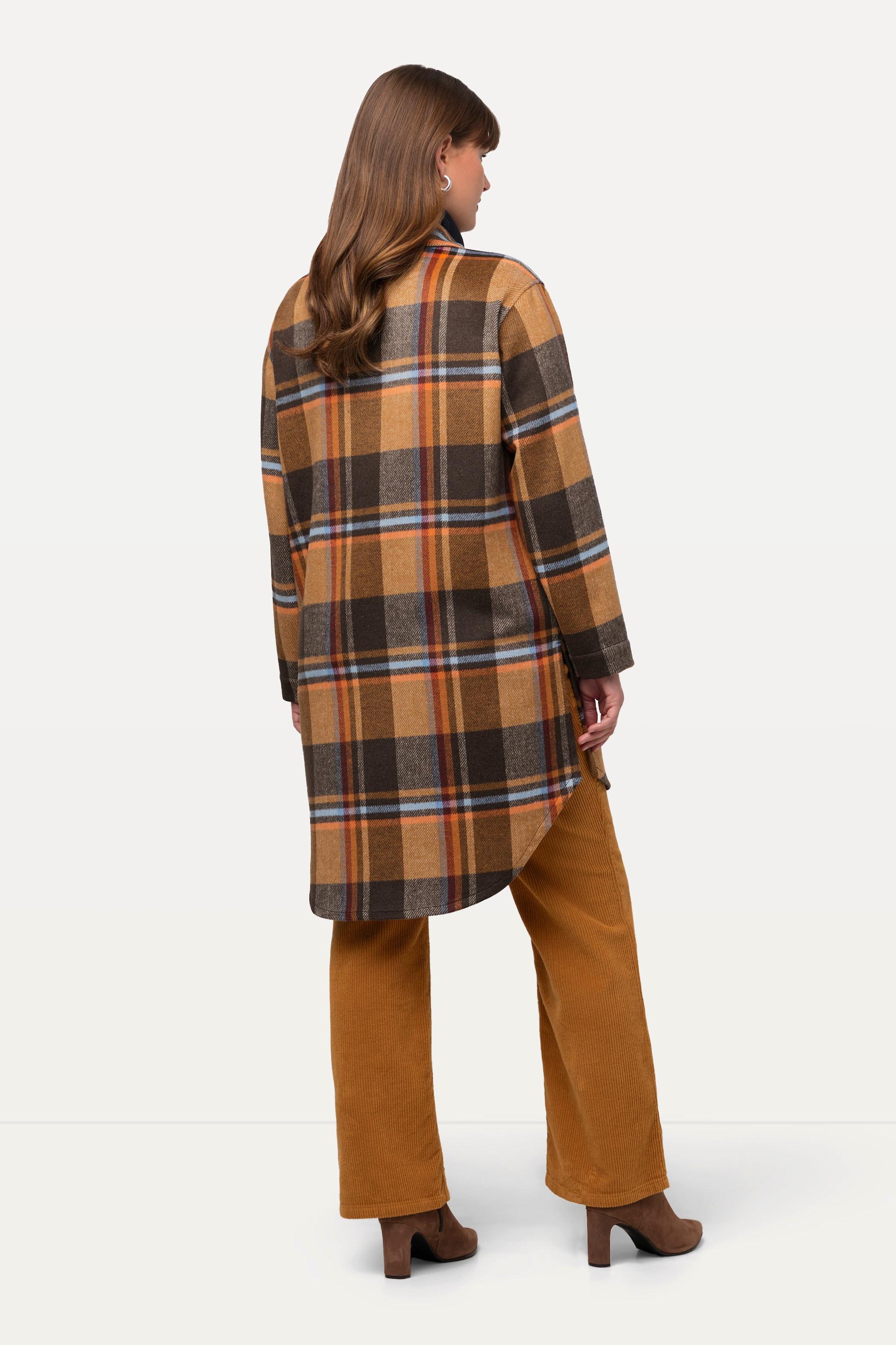 Ulla Popken  Overshirt, Flanell, Hemdkragen, Oversized, Langarm 