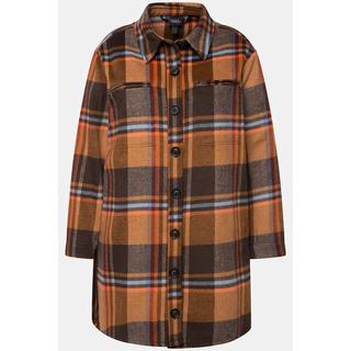 Ulla Popken  Overshirt, Flanell, Hemdkragen, Oversized, Langarm 