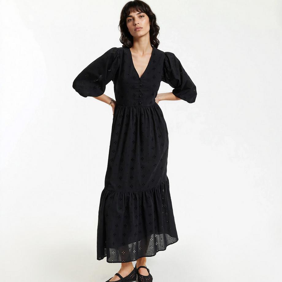 La Redoute Collections Robe longue broderie anglaise col V  