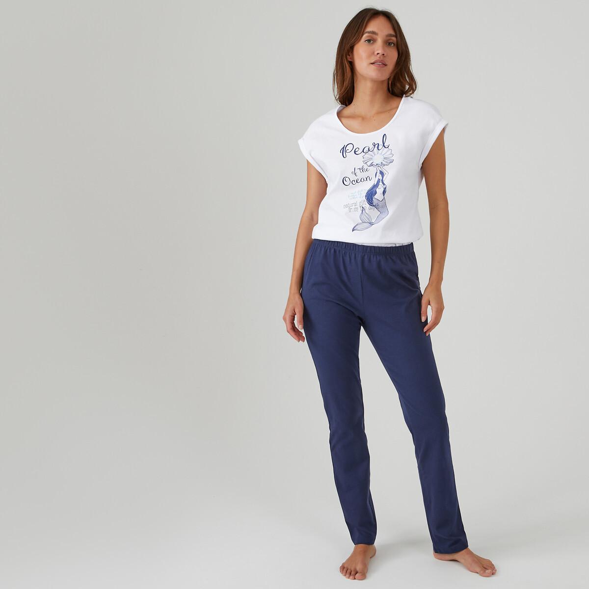 Image of Pyjama Mit Kurzen Ärmeln Damen Weiss Bedruckt 46