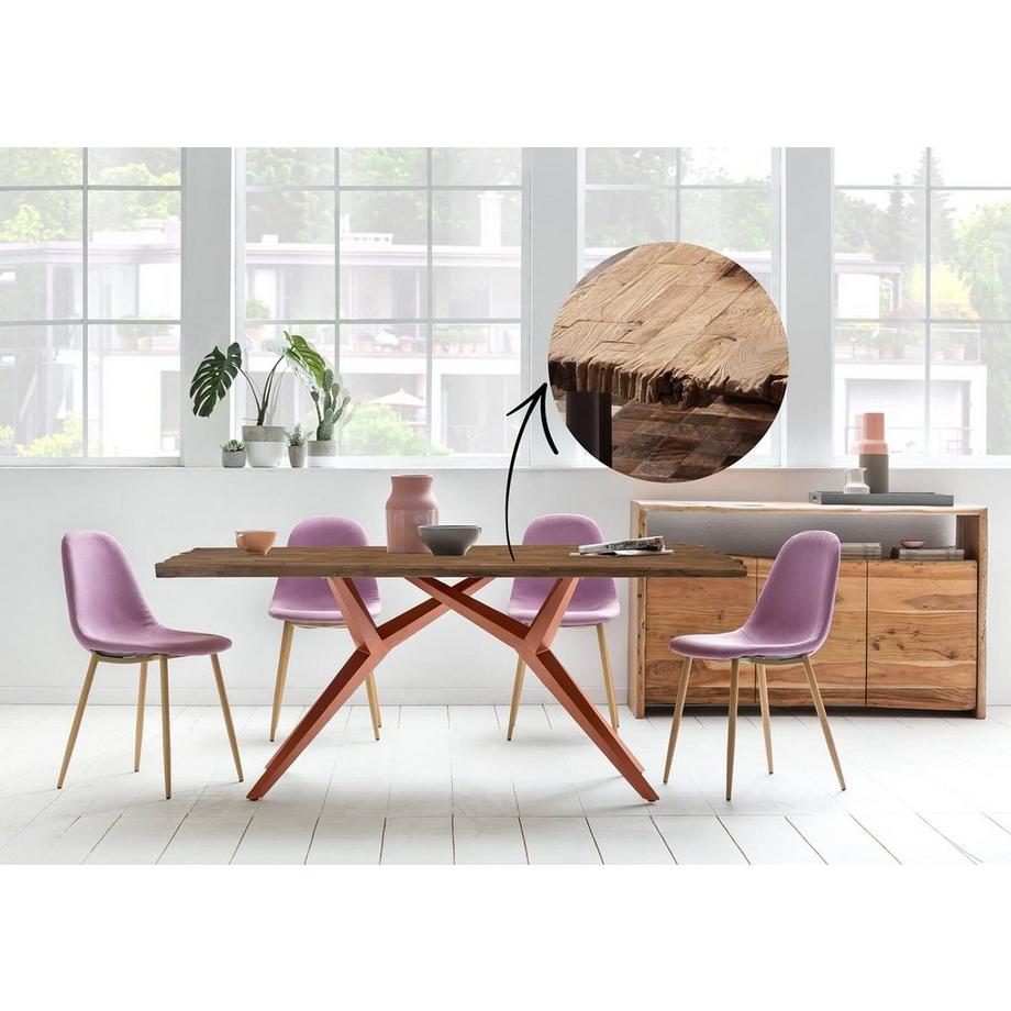 mutoni Massivholztisch 240x100 - recyceltes Teak natur - Metall antik  