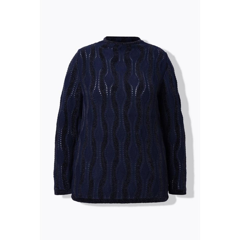 Ulla Popken Pull Col Montant Manches Longues Maille Chenille  