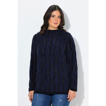 Pull col ras du cou et manches longues, maille chenille