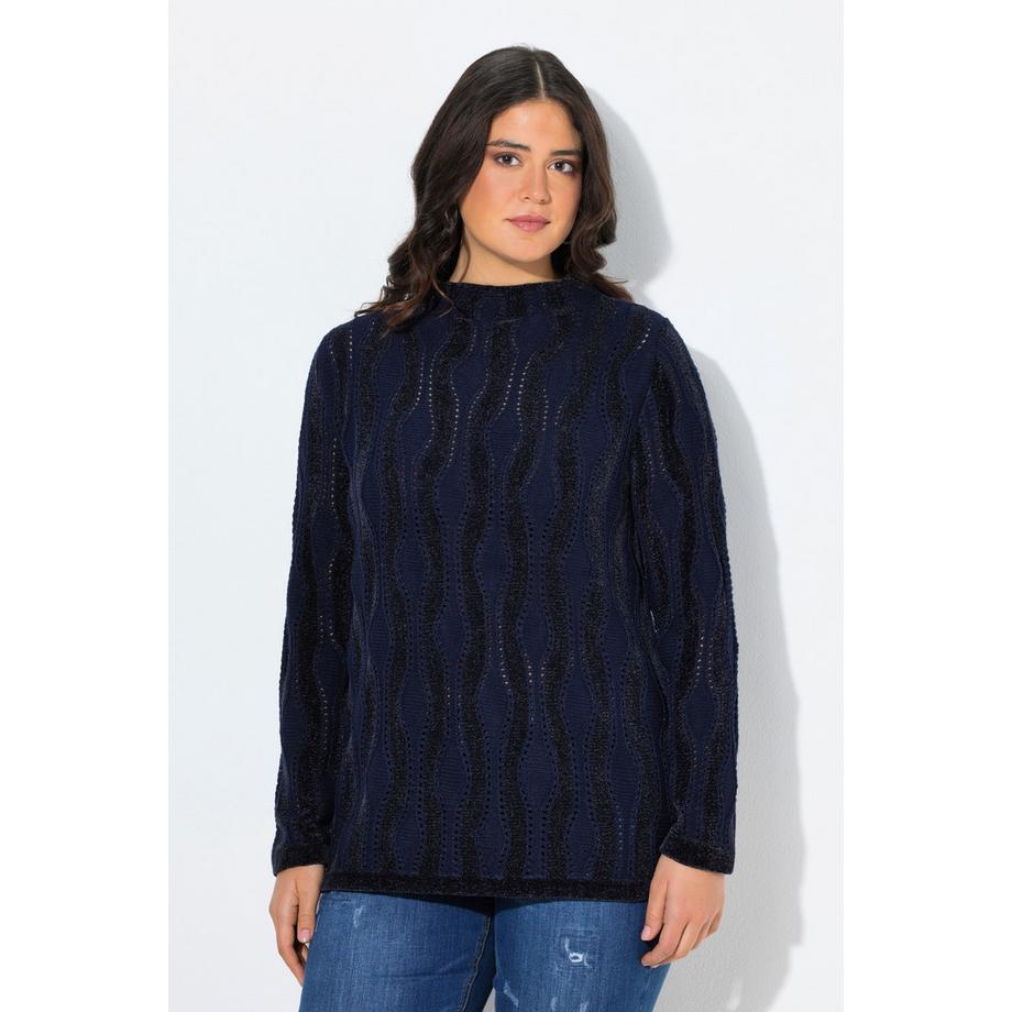 Ulla Popken Pull Col Montant Manches Longues Maille Chenille  