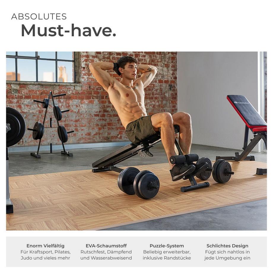 Tectake  Ensemble de 12 dalles carrées pour le sol  12 pièces avec 24 bordures 