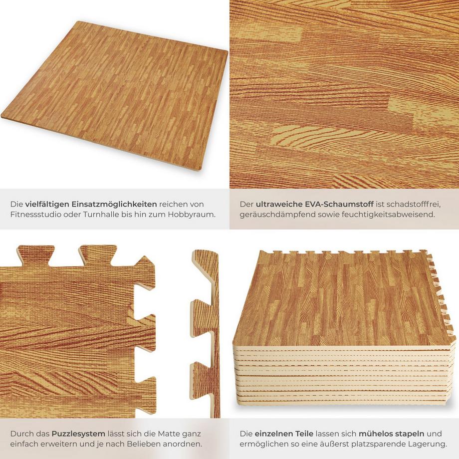 Tectake  Ensemble de 12 dalles carrées pour le sol  12 pièces avec 24 bordures 