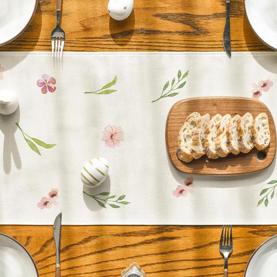 Alopini Ostern Tischläufer, abwaschbar modernen Frühling Küche Esstisch Dekoration für drinnen  