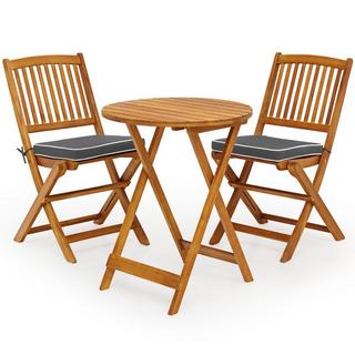 Northix Set di mobili da balcone da 3 pezzi con tavolo rotondo, 2 sedie e 2 cuscini. Set di sedute ergonomiche, grigio.  