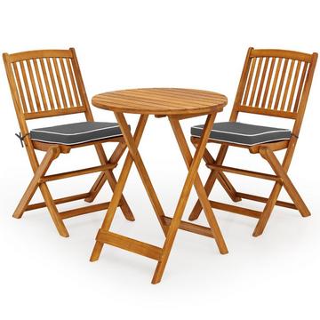 Set di mobili da balcone da 3 pezzi con tavolo rotondo, 2 sedie e 2 cuscini. Set di sedute ergonomiche, grigio.