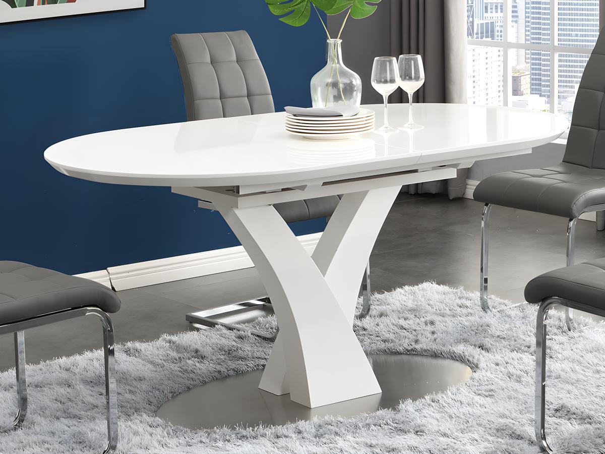 Vente-unique Table à  manger extensible 6 à  8 cous MDF métal inoxydable laqué TALARA  