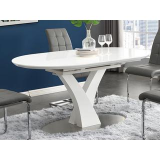 Vente-unique Tavolo da pranzo allungabile da 6 a 8 coperti MDF e Metallo inossidabile Bianco laccato TALARA  