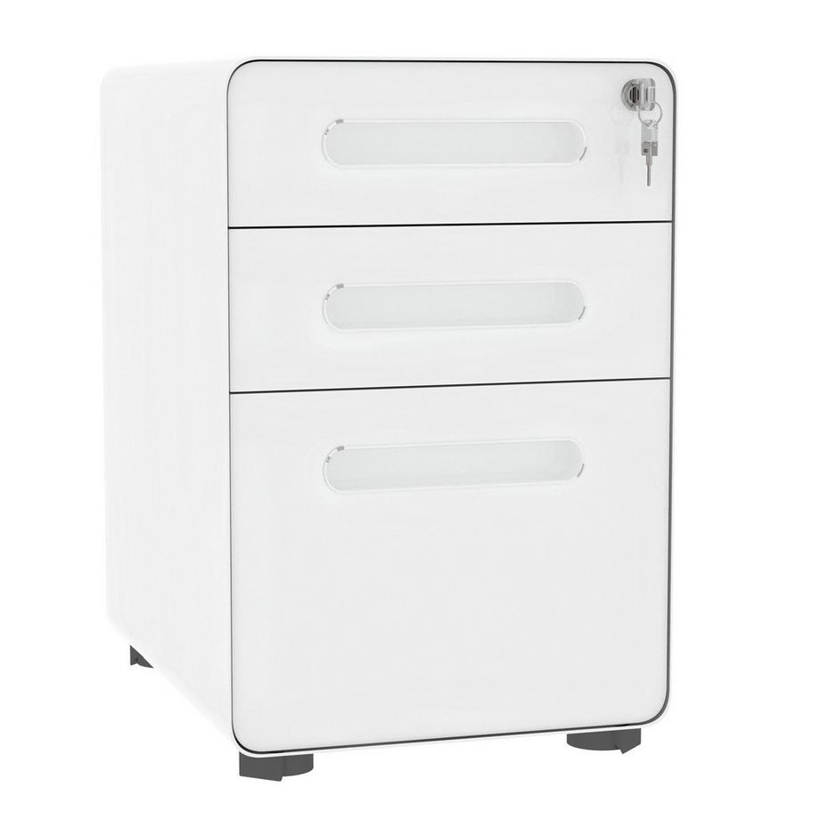 Roll conteneur classeur bureau conteneur avec 3 tiroirs, acier, blanc, 39x48x59cm