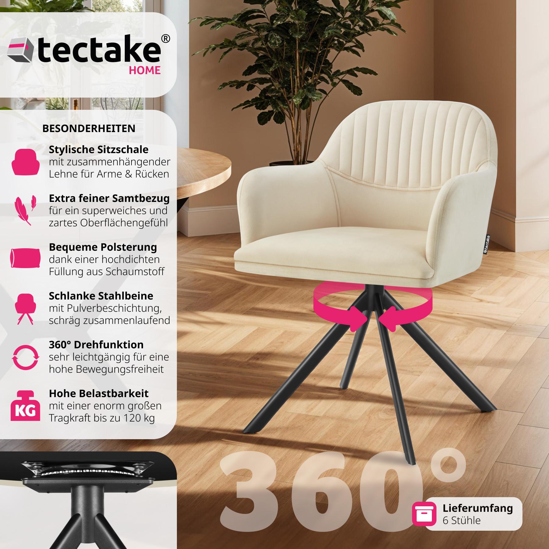 Tectake Chaise pivotante en velours Lona avec rembourrage épais  