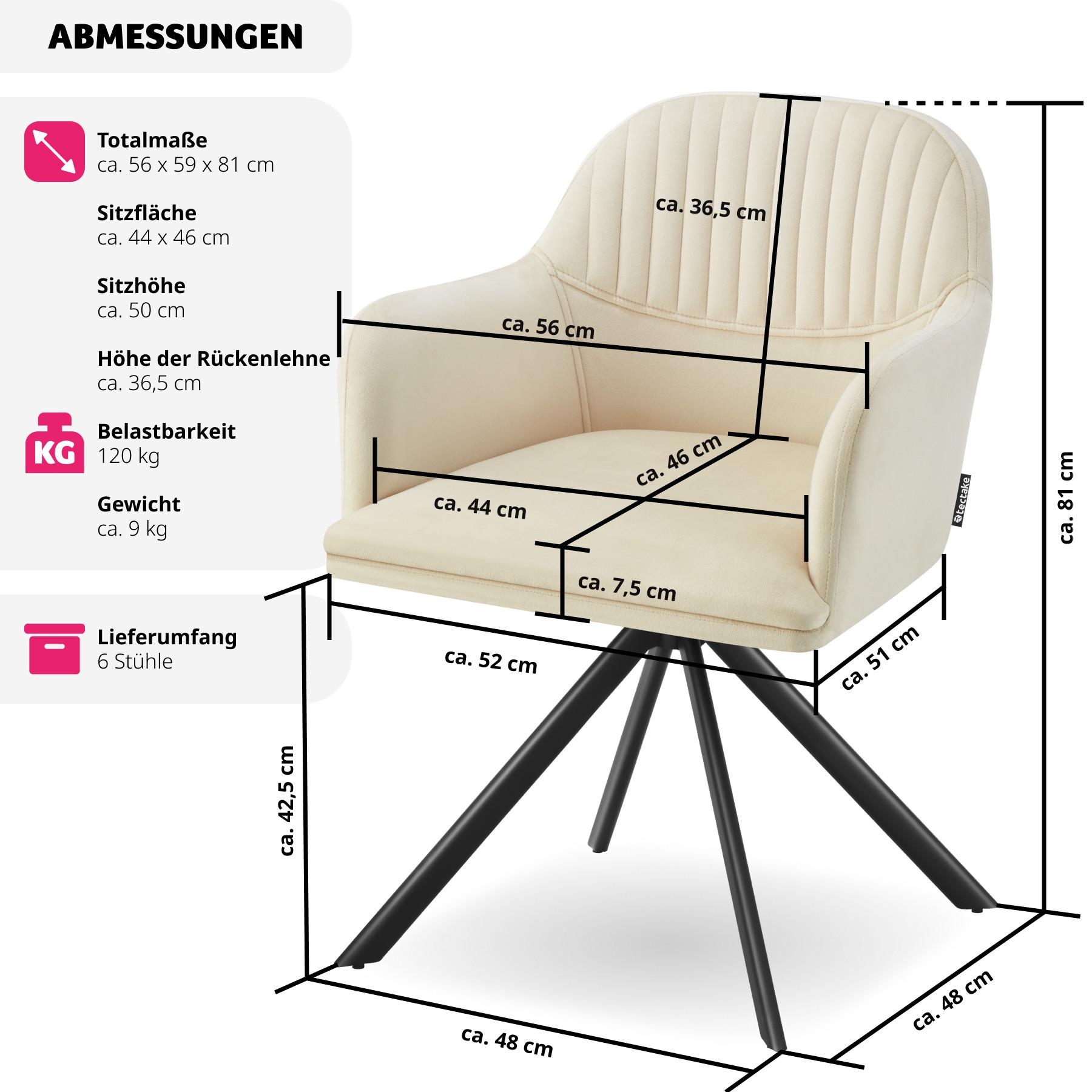 Tectake Chaise pivotante en velours Lona avec rembourrage épais  