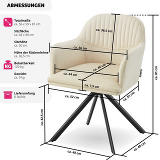 Tectake Chaise pivotante en velours Lona avec rembourrage épais  