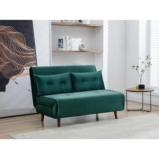 Vente-unique Sofa 2-Sitzer mit Schlaffunktion - Samt - Tannengrün - URIBIA  