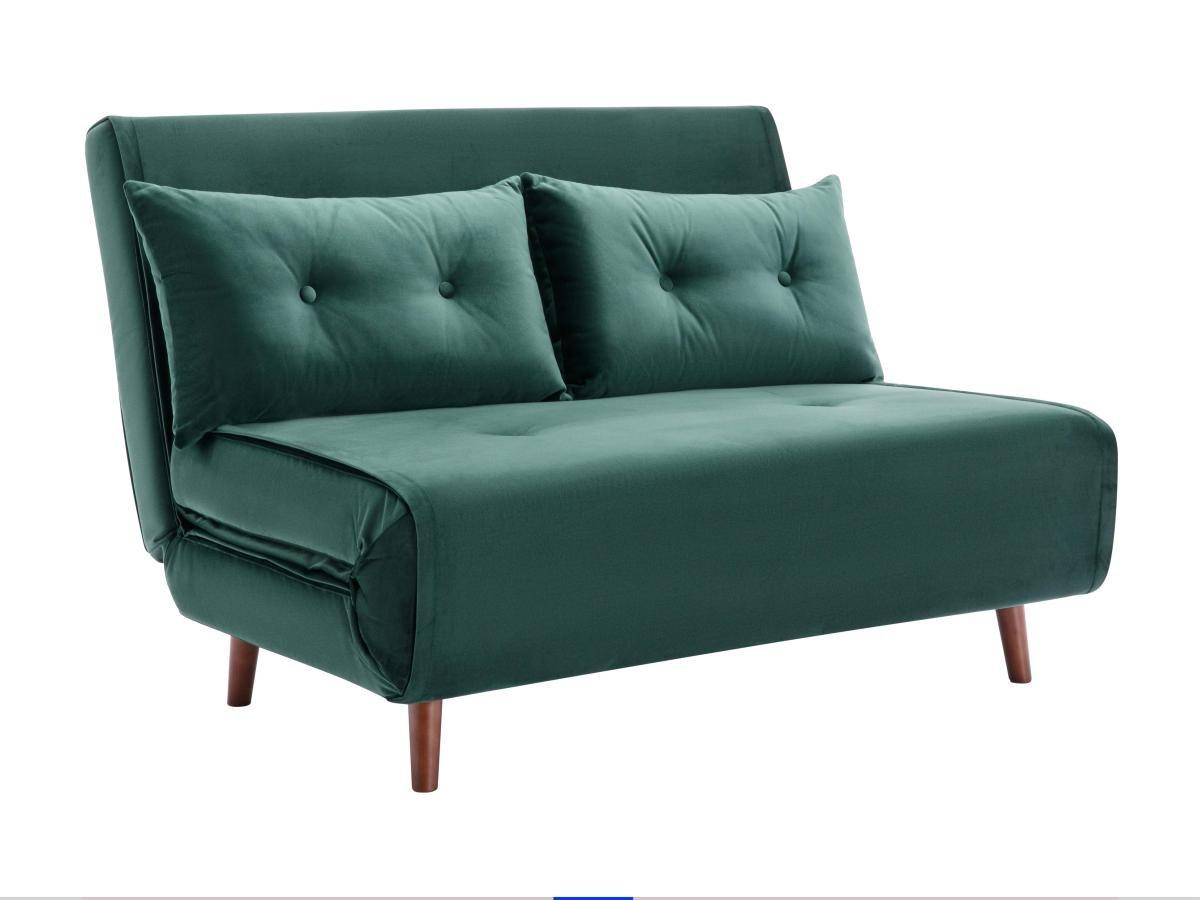 Vente-unique Sofa 2-Sitzer mit Schlaffunktion - Samt - Tannengrün - URIBIA  