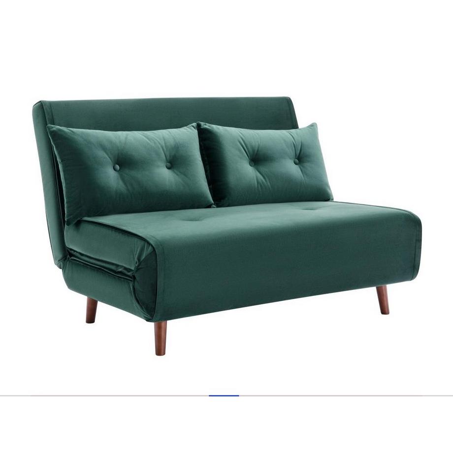 Sofa 2-Sitzer mit Schlaffunktion - Samt - Tannengrün - URIBIA