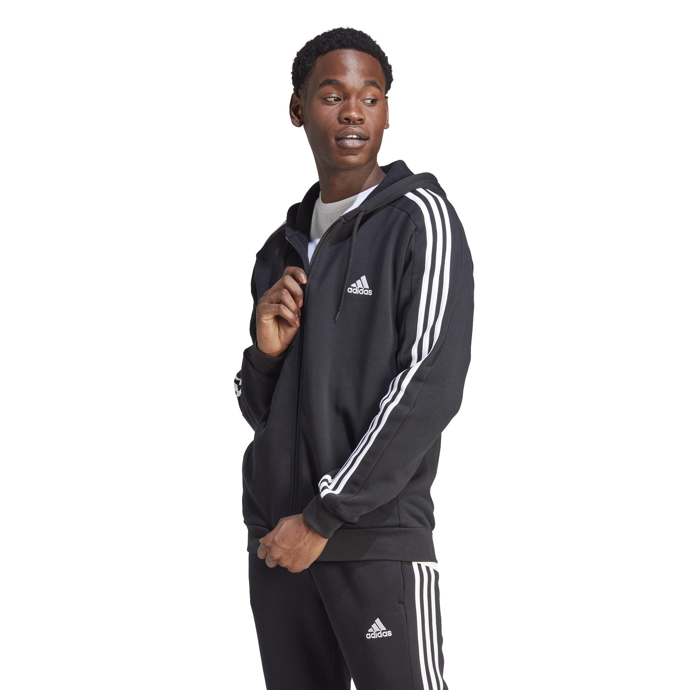 adidas  Felpa con cappuccio in pile con zip intera adidas Essentials 3-Stripes 