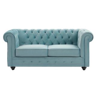 Vente-unique Canapé 2 places en velours bleu pastel CHESTERFIELD  