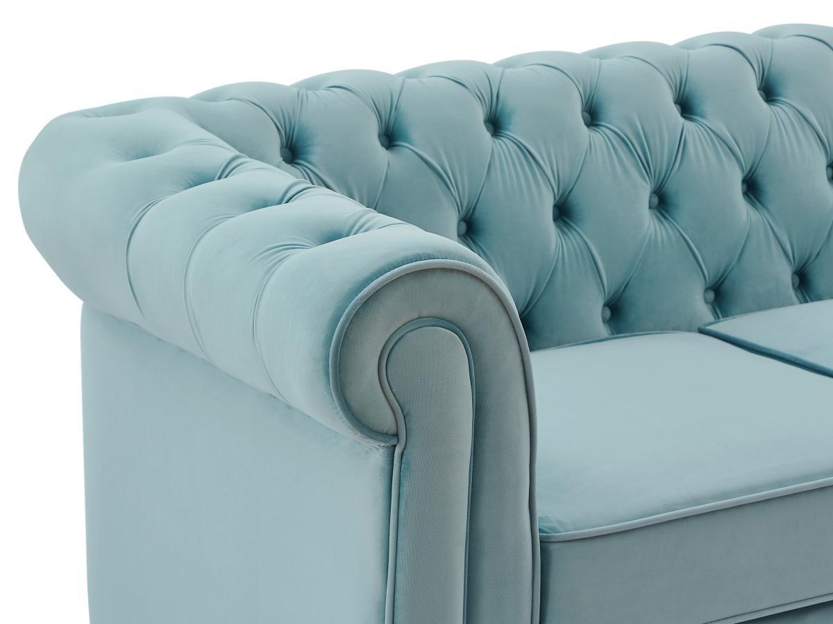 Vente-unique Canapé 2 places en velours bleu pastel CHESTERFIELD  