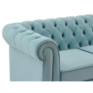 Vente-unique Canapé 2 places en velours bleu pastel CHESTERFIELD  