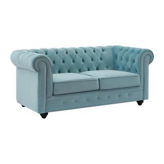 Vente-unique Canapé 2 places en velours bleu pastel CHESTERFIELD  