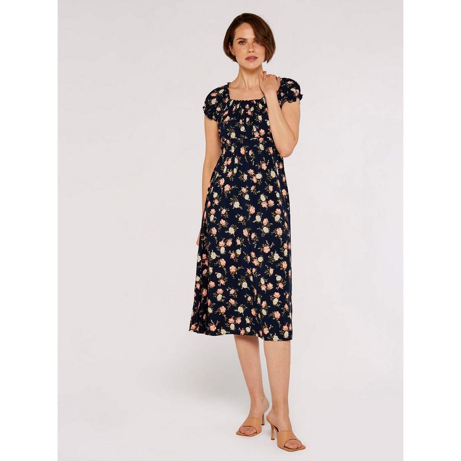 Robe midi « Milkmaid » rose vintage