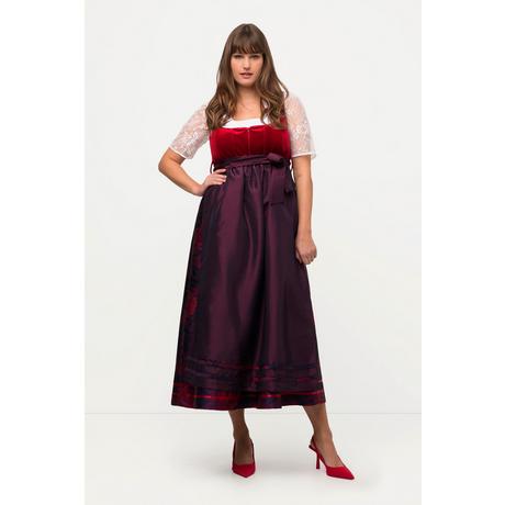 Ulla Popken  Dirndl, Blüten, Carree-Ausschnitt, Two-Tone-Schürze 