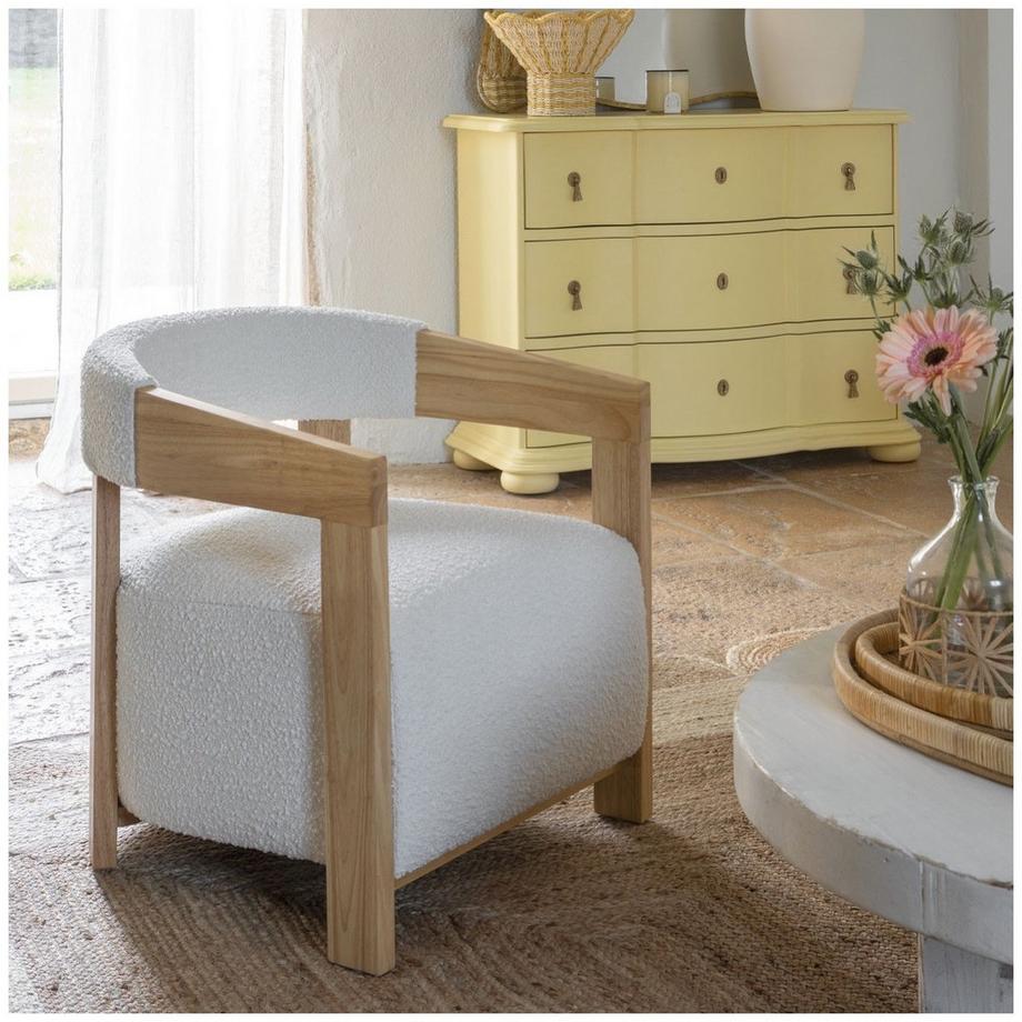 Blanc d'Ivoire Fauteuil Arsène Bouclé crème  