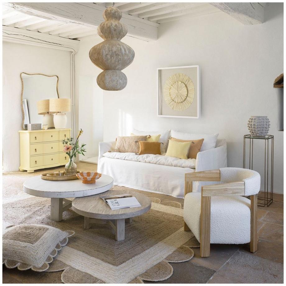 Blanc d'Ivoire Fauteuil Arsène Bouclé crème  