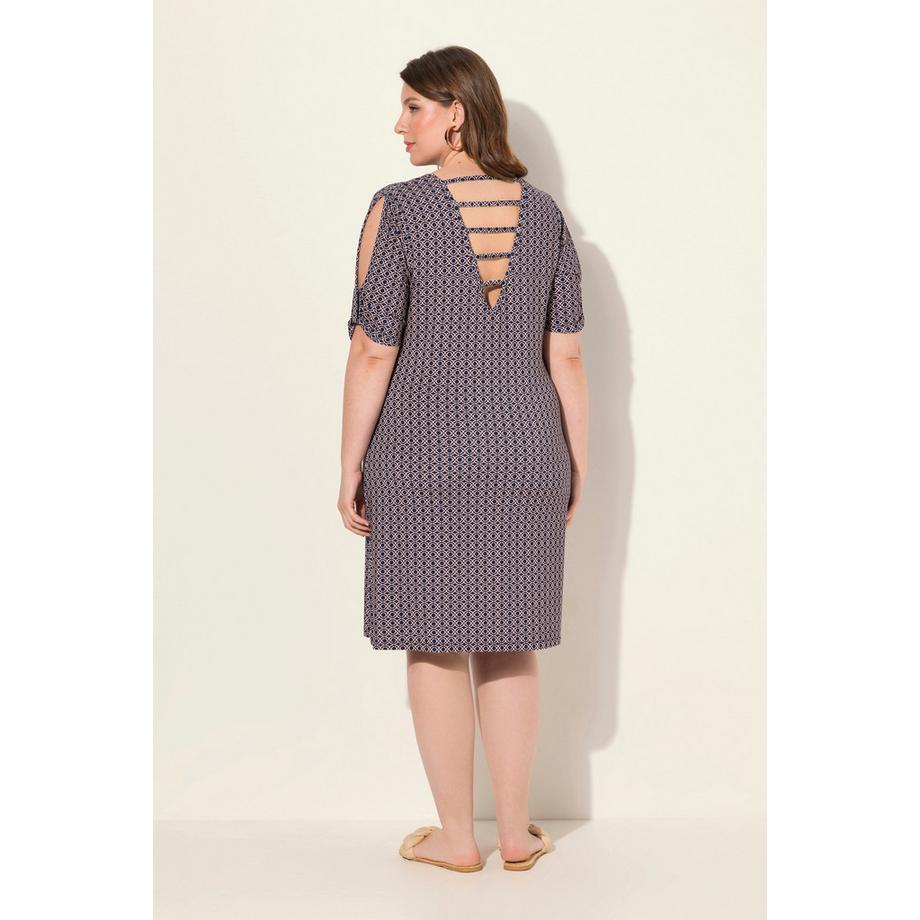 Ulla Popken Paisley A-Linie Strandkleid V-Ausschnitt Halbarm  