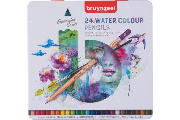 Image of Bruynzeel BRUYNZEEL Aquarellfarbstifte Expression, 24 Farben Metalletui