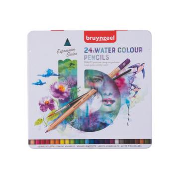 BRUYNZEEL Aquarellfarbstifte Expression, 24 Farben Metalletui