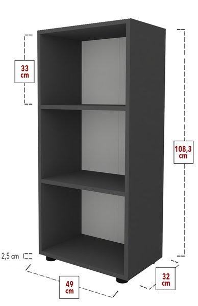 VCM Bureau en bois Étagère à livres Étagère à classeurs Étagère à dossiers Étagère à livres Ulas 3f  