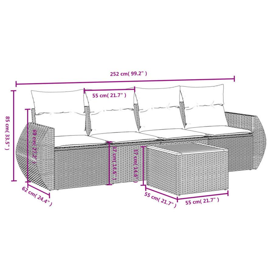 VidaXL Garten sofagarnitur poly-rattan  