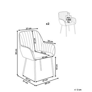 Beliani Set di 2 sedie en Velluto Moderno WELLSTON  