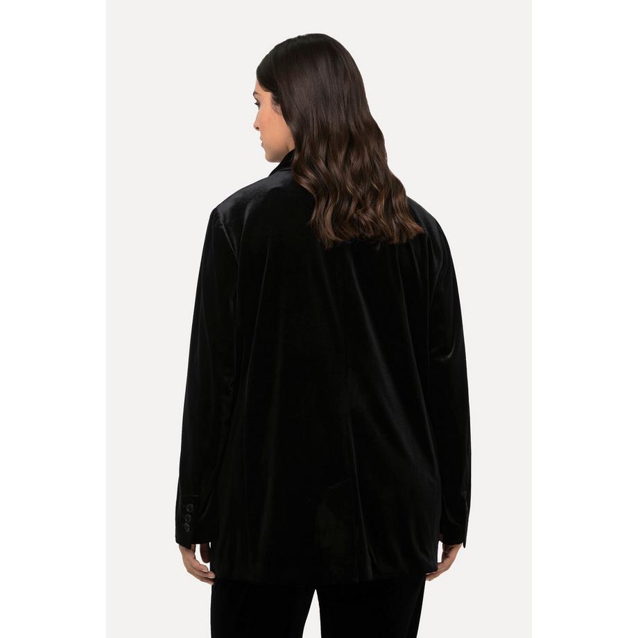 Ulla Popken Samtblazer Reverskragen Knopfverschluss gefüttert  