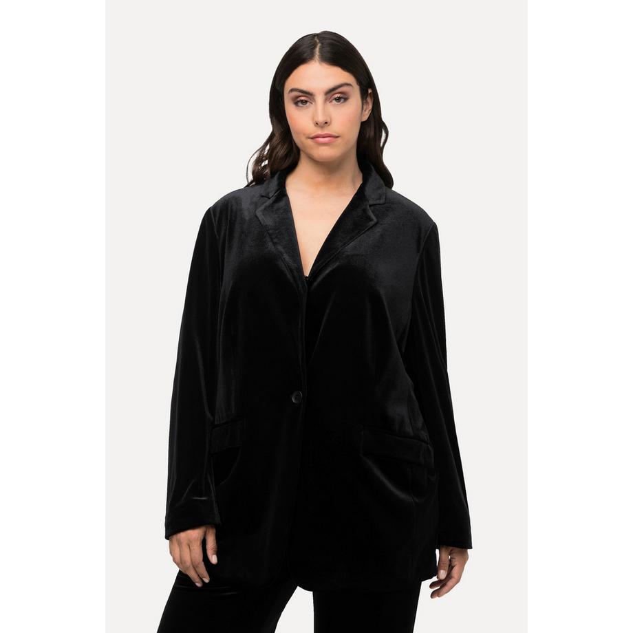 Ulla Popken Samtblazer Reverskragen Knopfverschluss gefüttert  