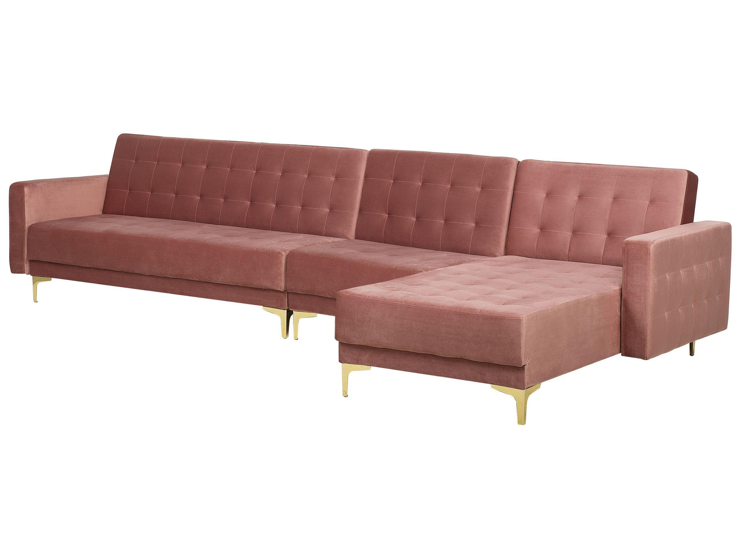 Beliani Ecksofa aus Samtstoff Modern ABERDEEN  