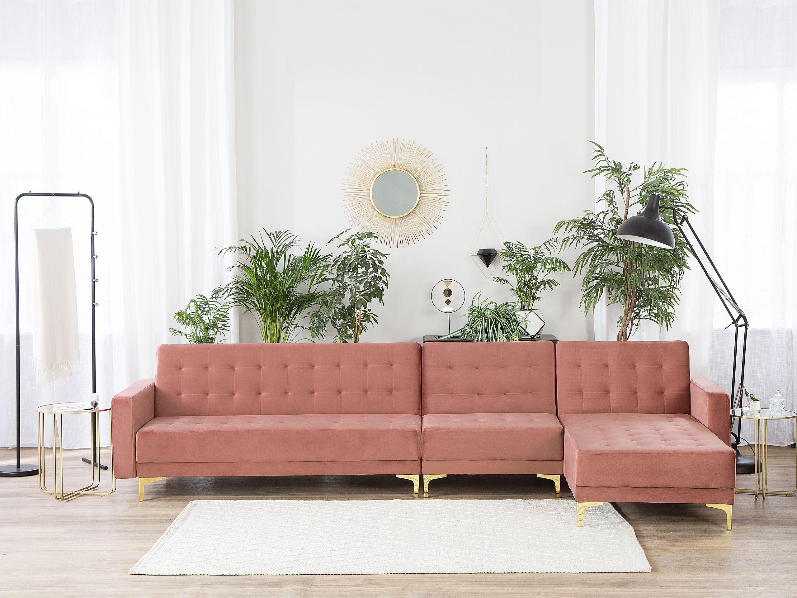 Beliani Ecksofa aus Samtstoff Modern ABERDEEN  