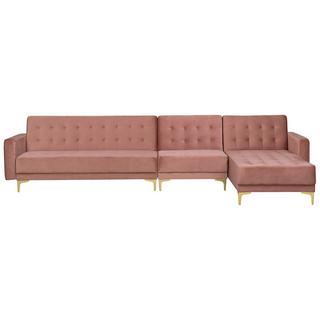 Beliani Ecksofa aus Samtstoff Modern ABERDEEN  