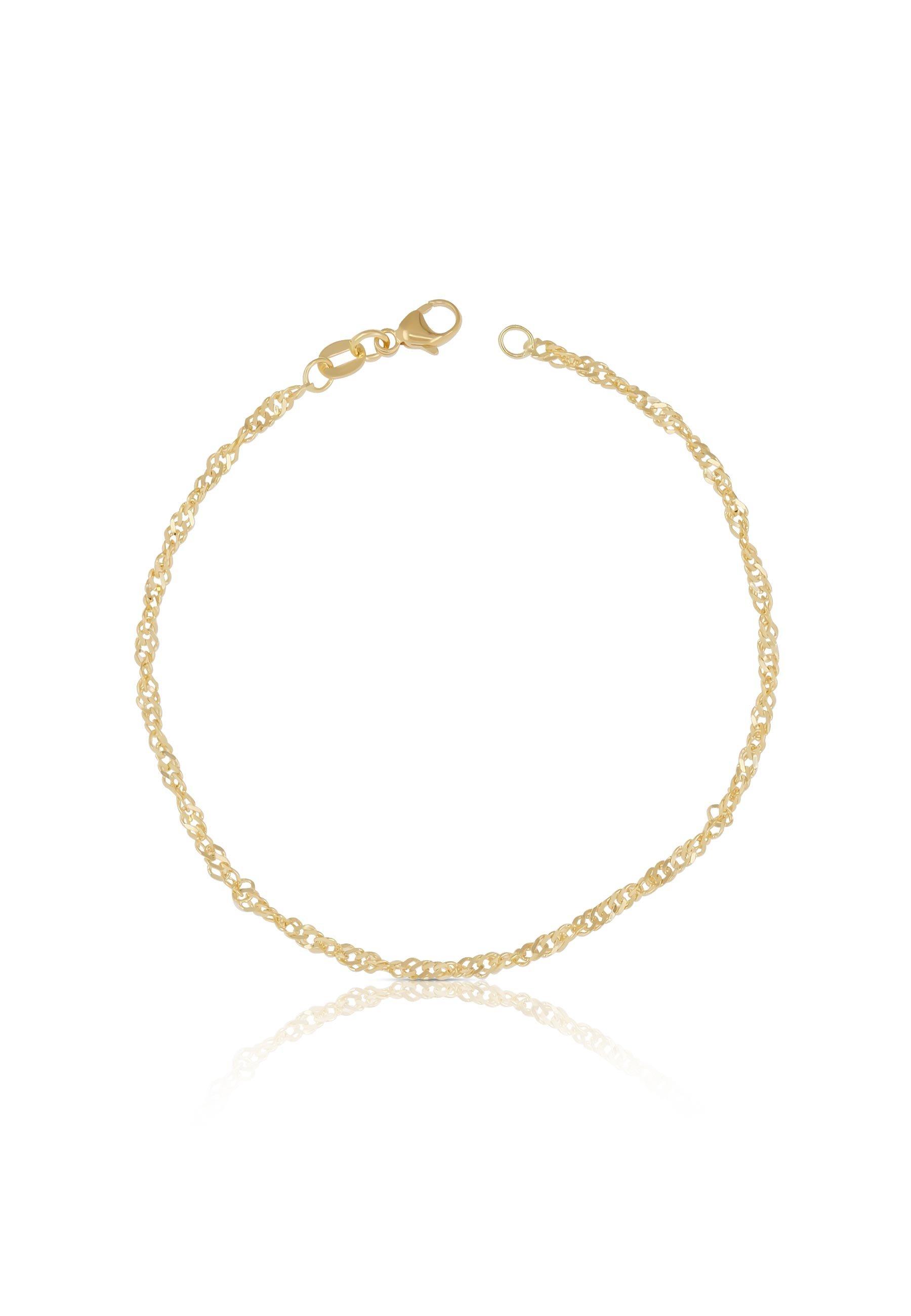 MUAU Schmuck  Bracelet Singapur Gelbgold 750, 19cm, 2.4mm 