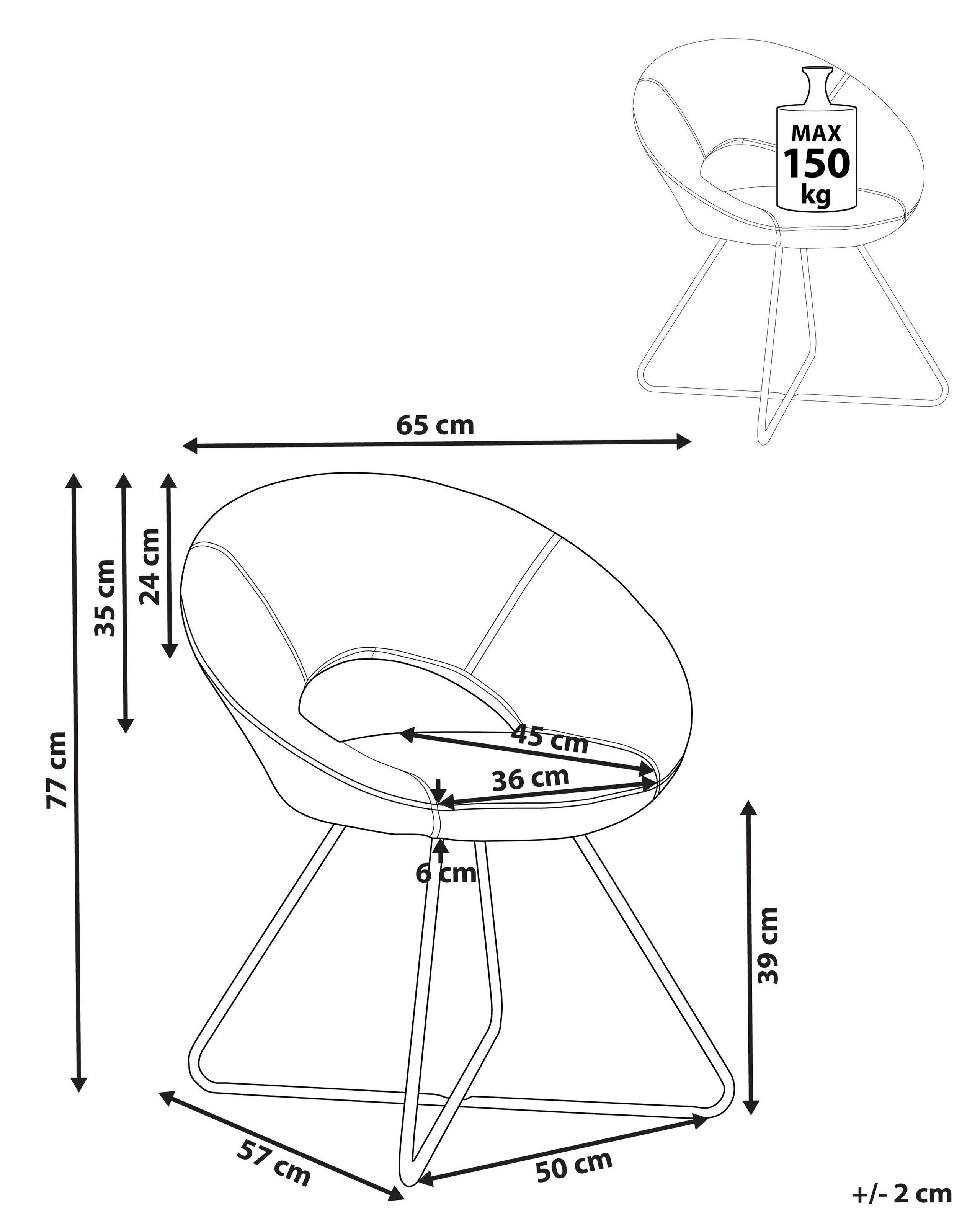 Beliani Chaise de salle à manger en Velours Glamour RACHEL  