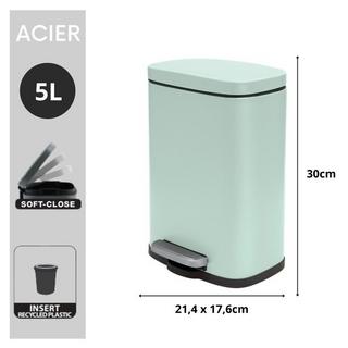 spirella Poubelle à pédale Acier AKIRA 5L Vert Ice Mat  