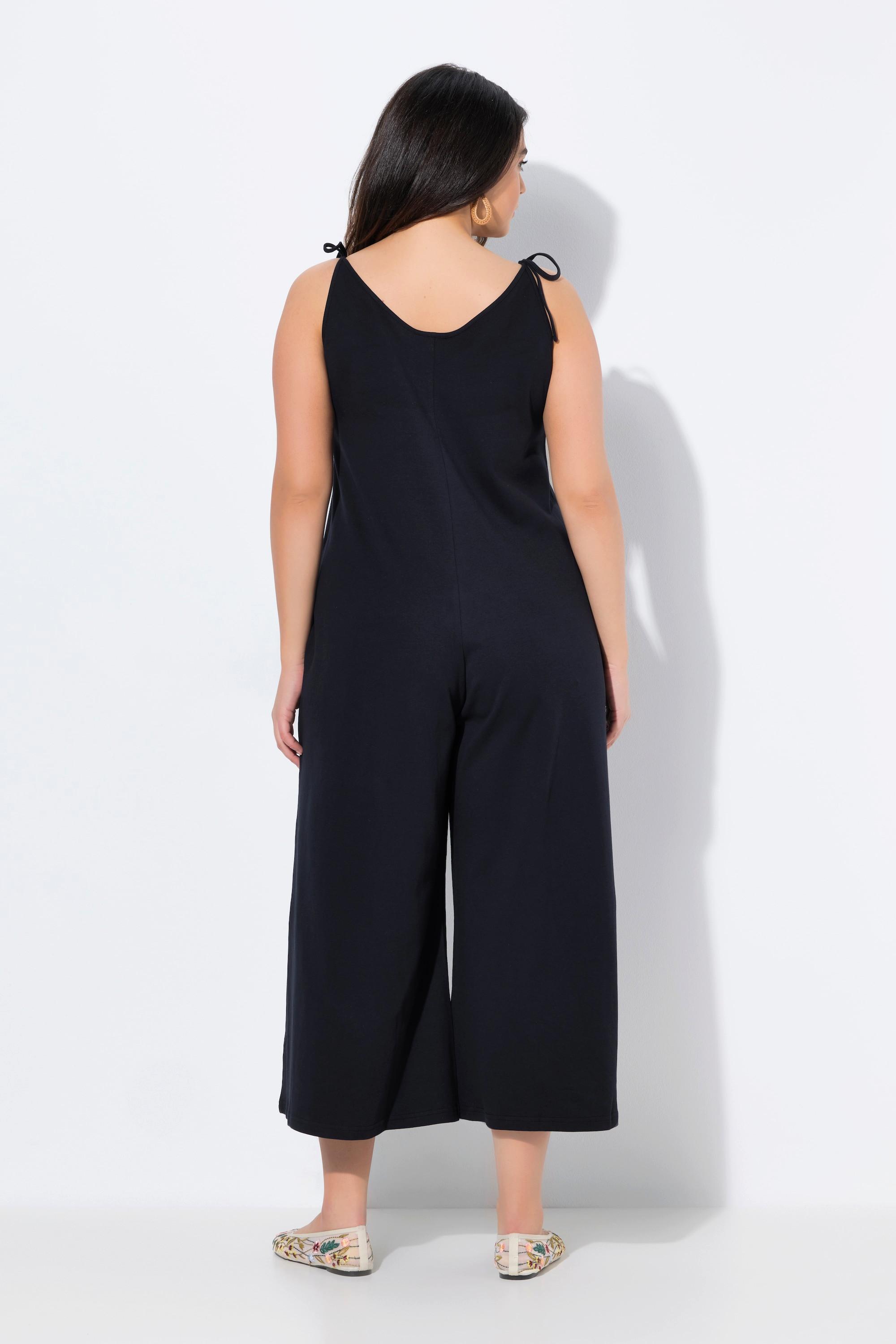 Ulla Popken Jersey Jumpsuit Weites Bein Ziernaht Biobaumwolle  