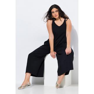 Ulla Popken Jersey Jumpsuit Weites Bein Ziernaht Biobaumwolle  